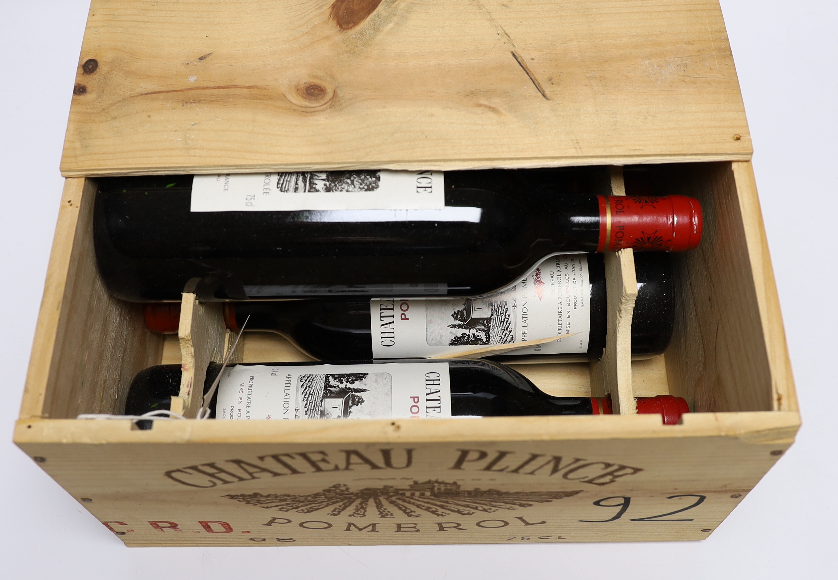 Five bottles of Chateau Plince Pomerol 1992, OWC.